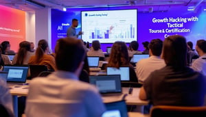 A sleek, modern classroom setting filled with engaged students seated at desks equipped with laptops