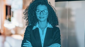 blue woman in a professional business office