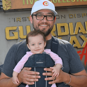 Lucas with his daughter at Disneyland